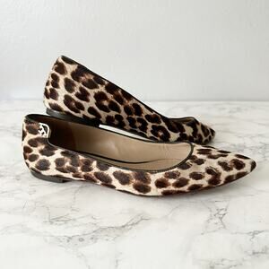 Tory Burch Elizabeth Leopard Calf Hair Pointed Toe Flats women’s Size 8